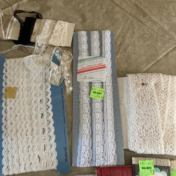 Sewing Trims Lot Lace Rick Rack Assorted Vintage Ribbon Yardage mixed huge lot - Picture 6 of 14